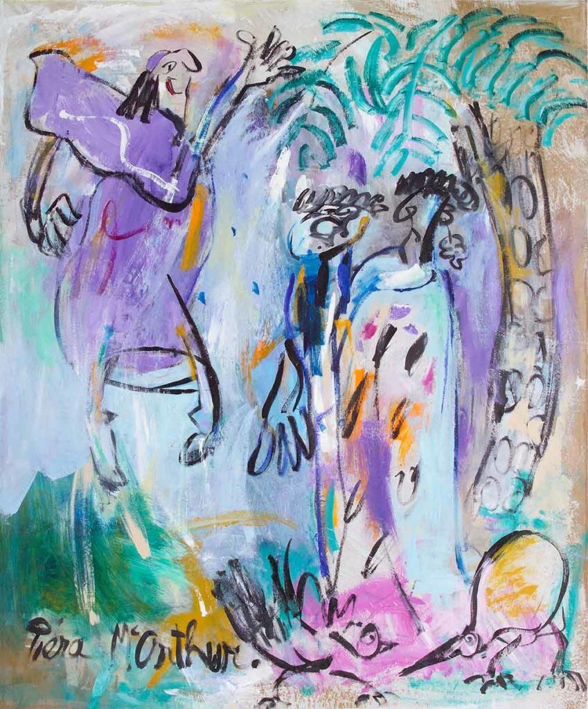 Painting by Piera McArthur: To the astonishment of his converts the Bishop levitates in an excess of fervour