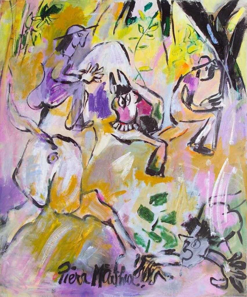 Painting by Piera McArthur: Travel through the bush is difficult